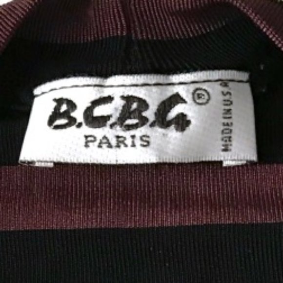 BCBG Black and Burgundy Striped Bodysuit - Picture 5 of 6